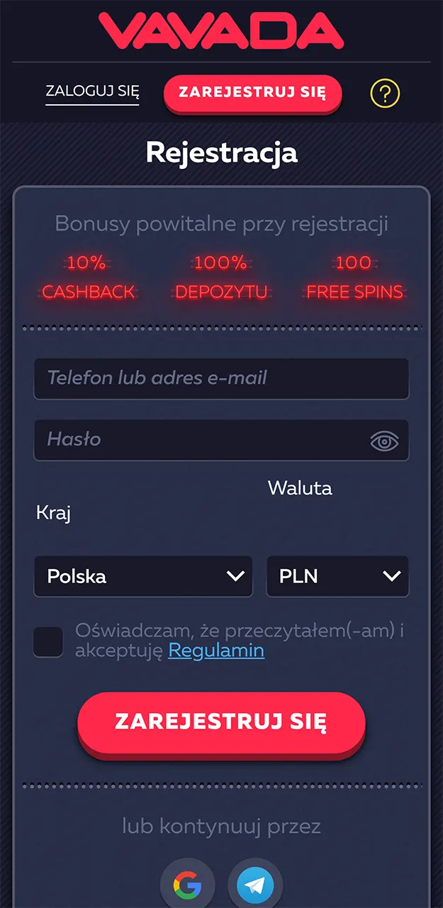 Przejdź przez szybką rejestrację w Vavada i pobierz aplikację na swój telefon.