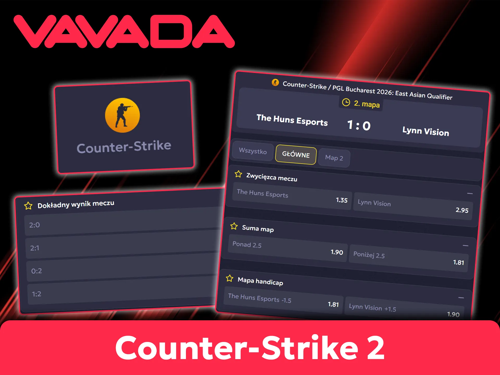 Najlepsze rynki zakładów na mecze Counter Strike 2 i największe turnieje Major są dostępne na Vavada.