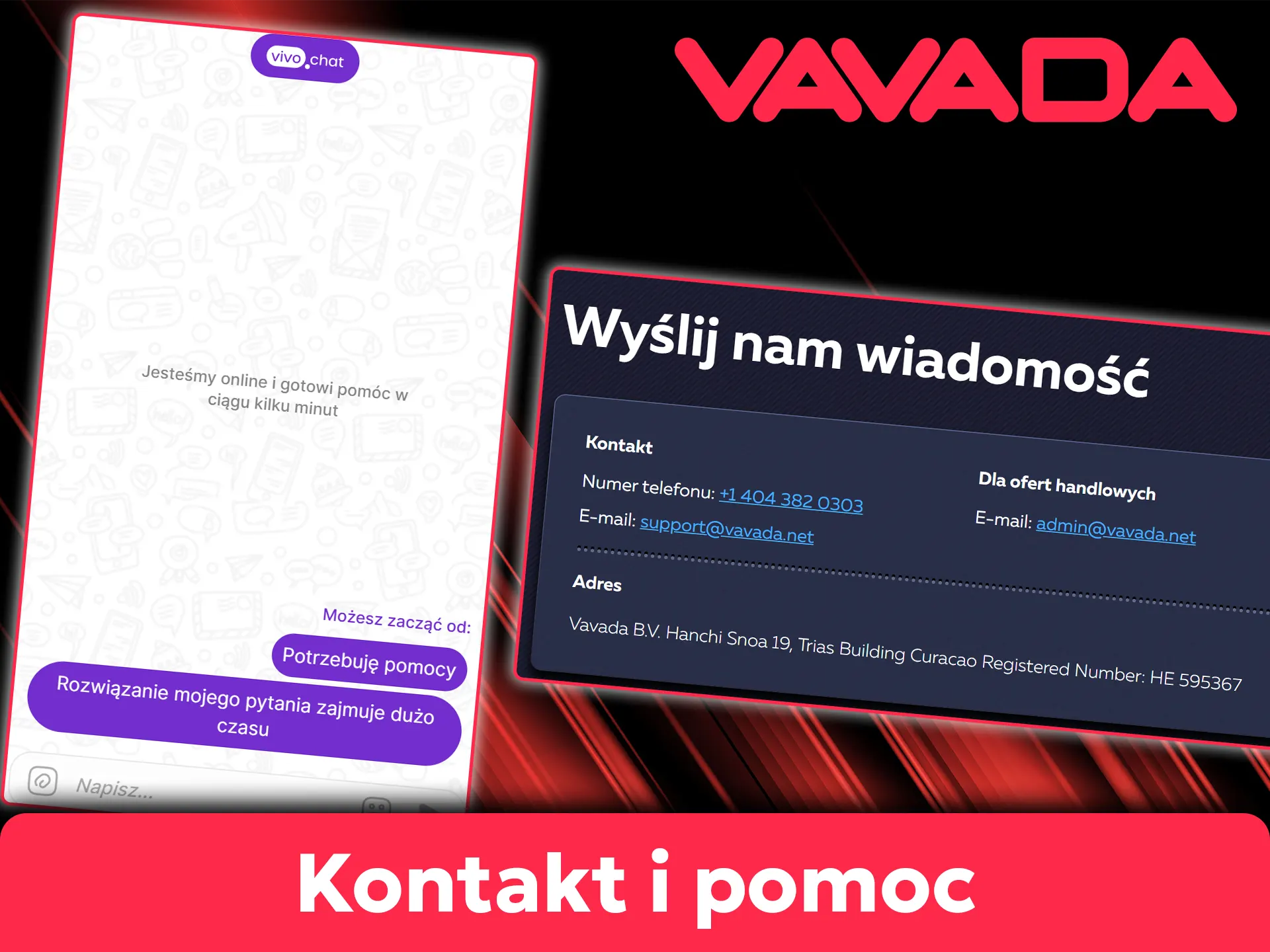 Skontaktuj się z polskojęzycznym działem obsługi klienta Vavada przez czat lub e-mail.