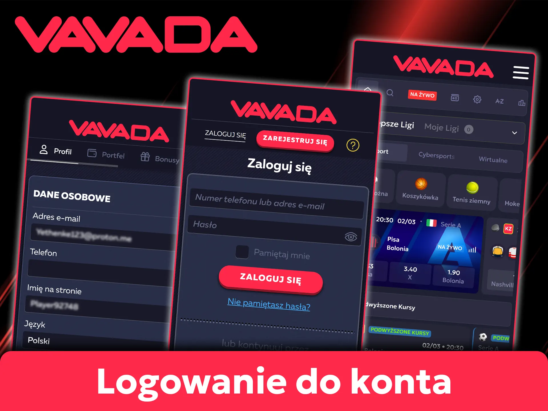 Zaloguj się wygodnie i bezpiecznie na swoje konto w aplikacji Vavada.