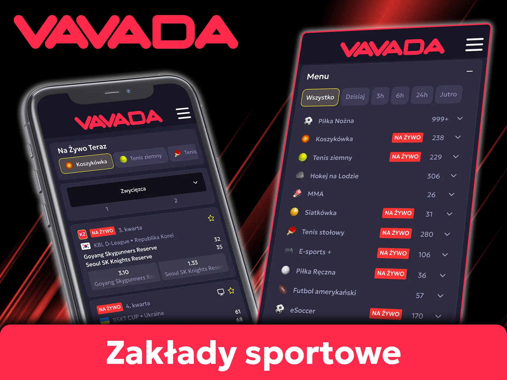Obstawiaj tysiące wydarzeń sportowych w aplikacji mobilnej Vavada.