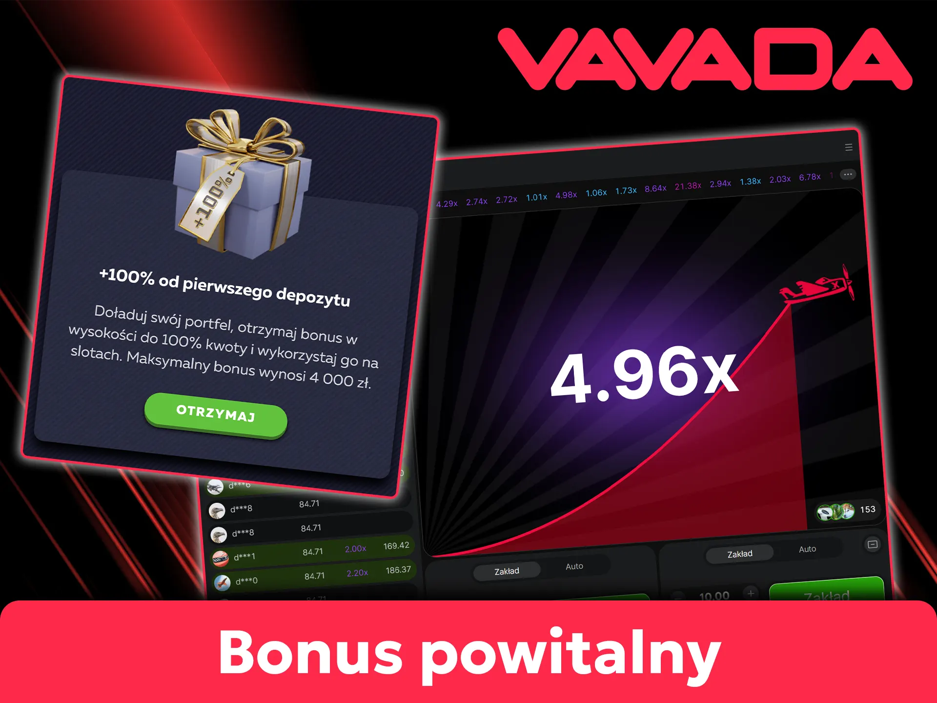 Aktywuj bonus startowy Vavada, aby otrzymać dodatkowe środki do gry w Aviator.