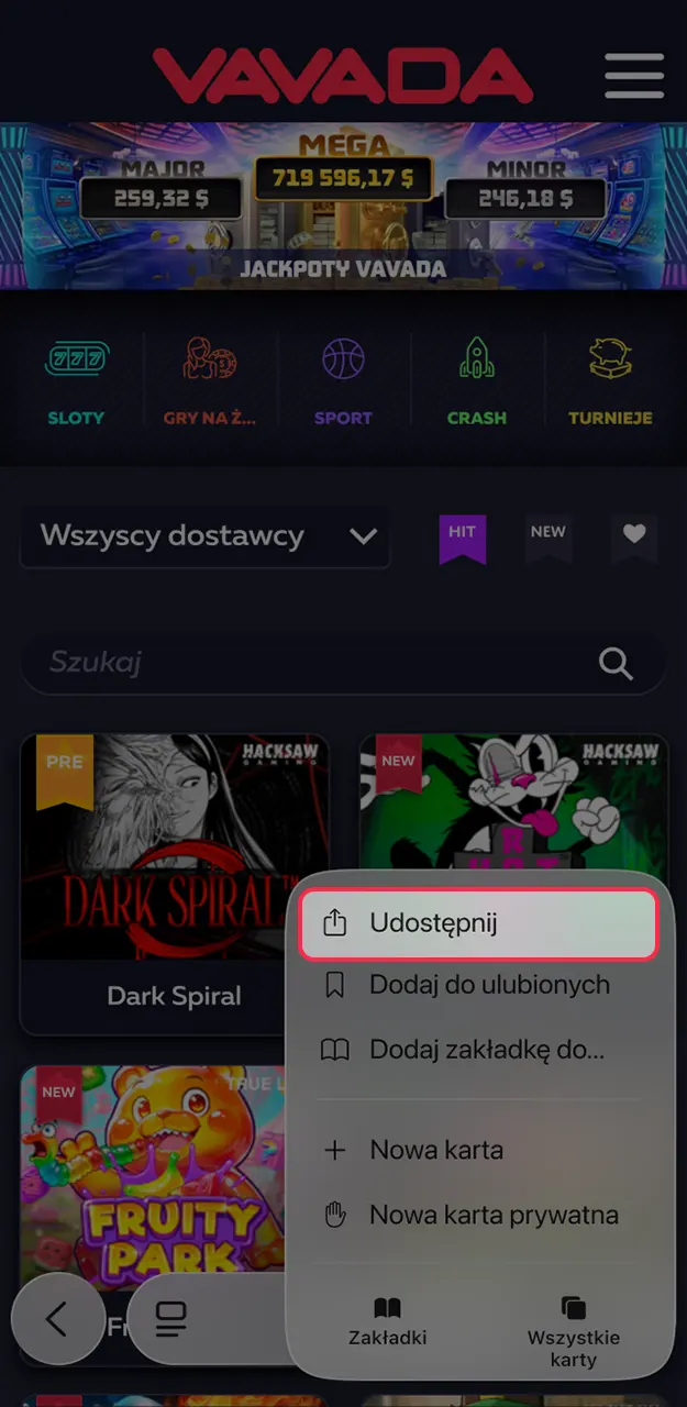 Pobierz aplikację Vavada na iOS, aby grać w Aviator.
