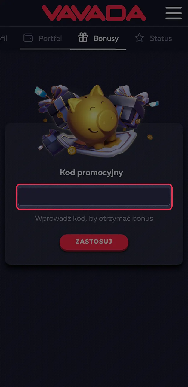 Wprowadź aktualny kod promocyjny w panelu gracza Vavada, aby otrzymać dodatkowe nagrody.