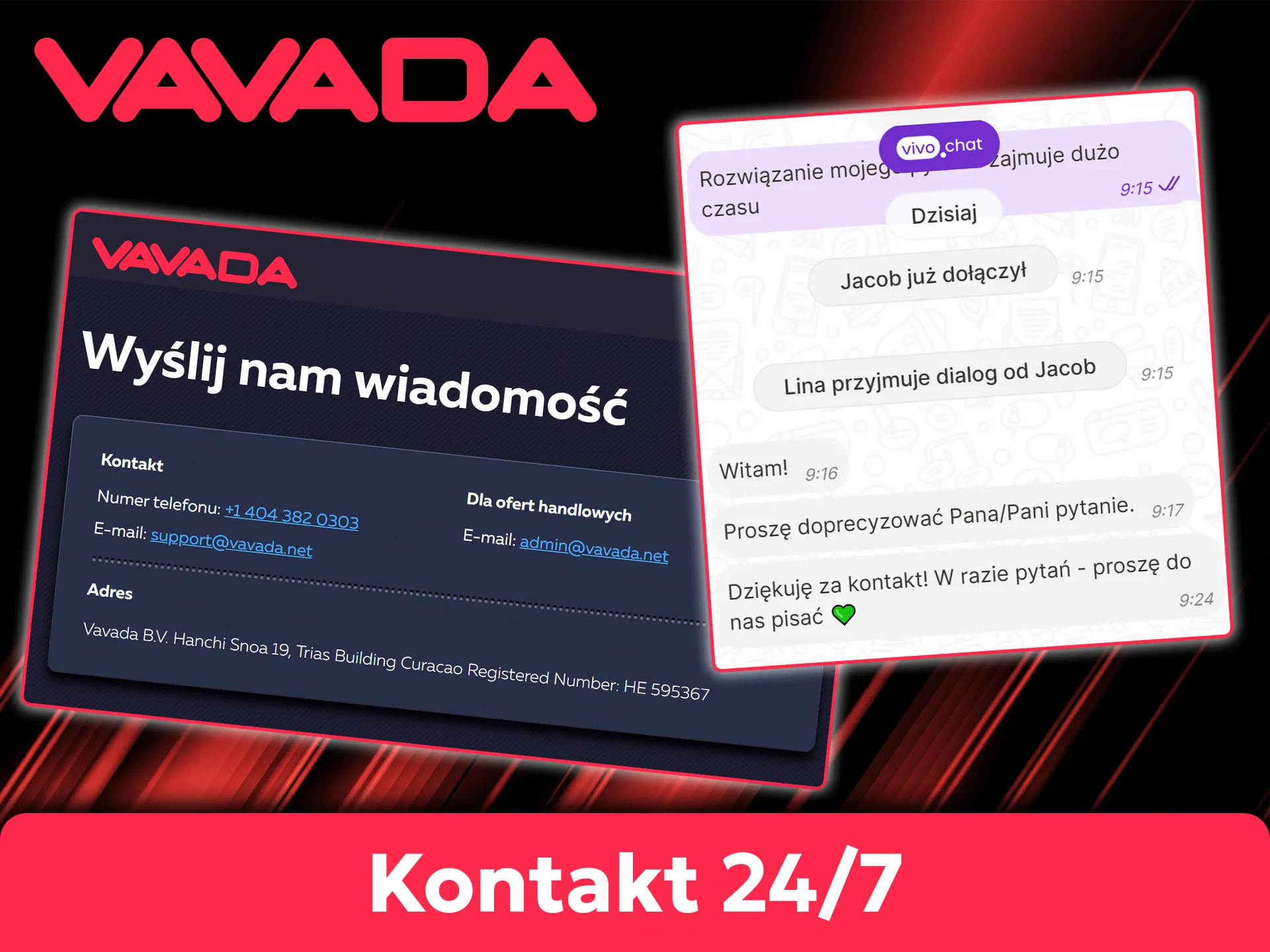Znajdź dane kontaktowe działu pomocy technicznej Vavada.