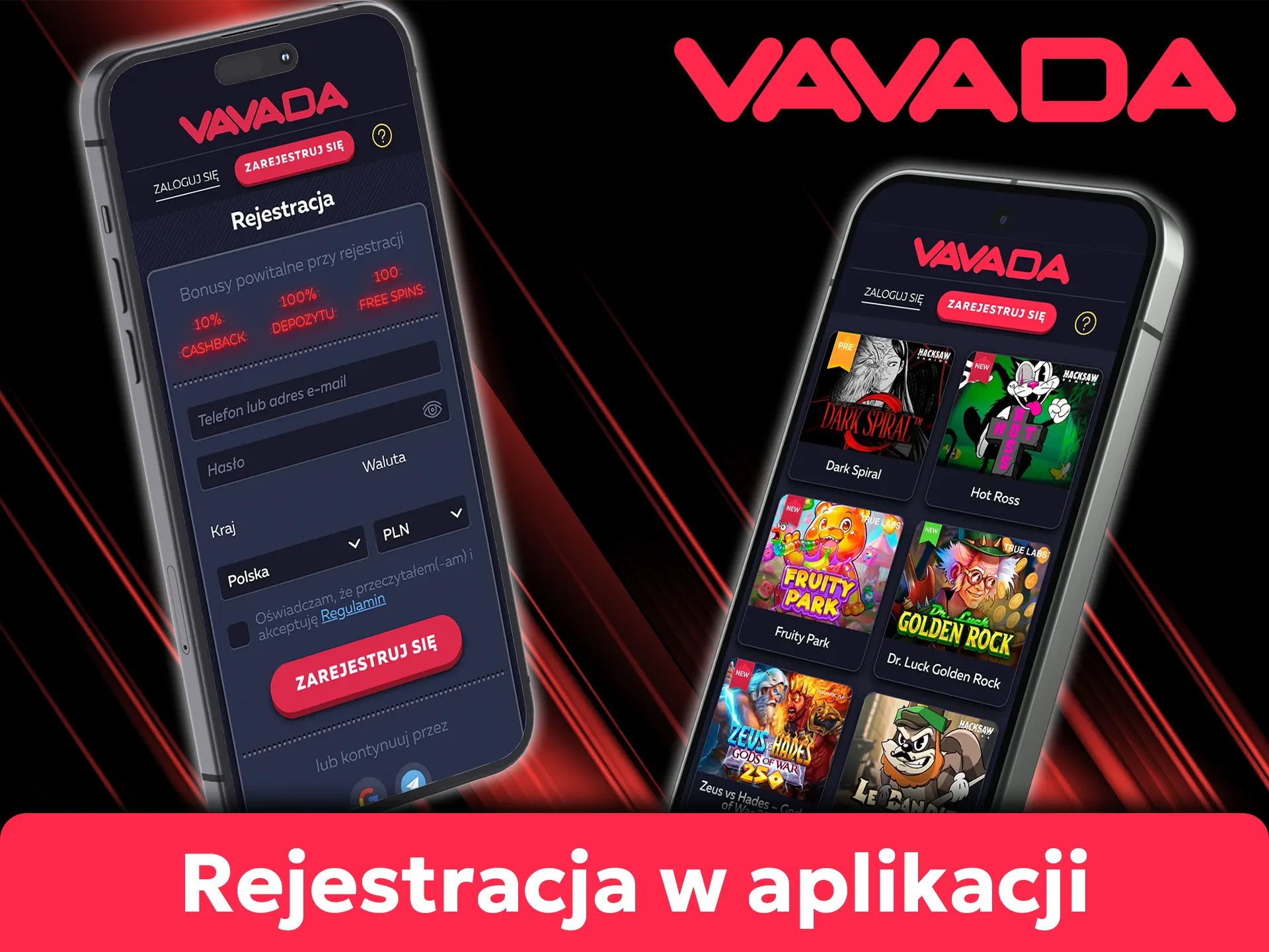 Załóż konto bezpośrednio w aplikacji mobilnej Vavada.