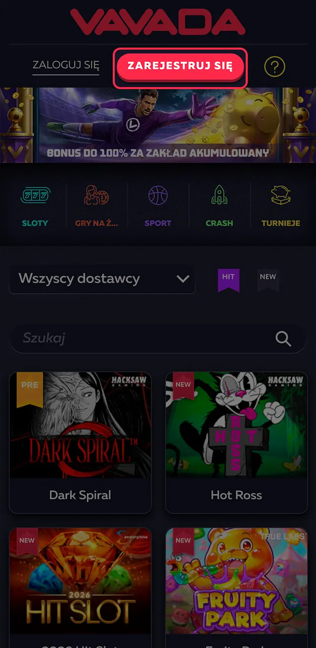Zakończ proces tworzenia konta w Vavada, aby otrzymać bonus.
