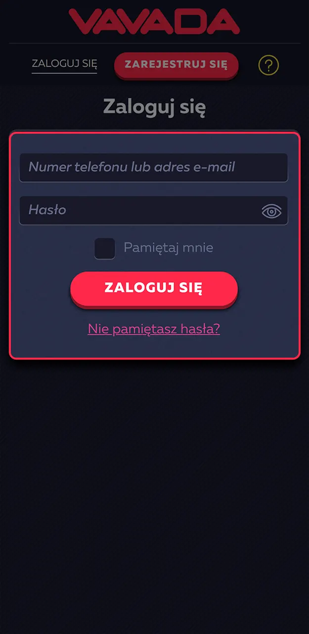 Zaloguj się na swoje nowe konto Vavada i wypełnij informacje w profilu, aby kontynuować grę.