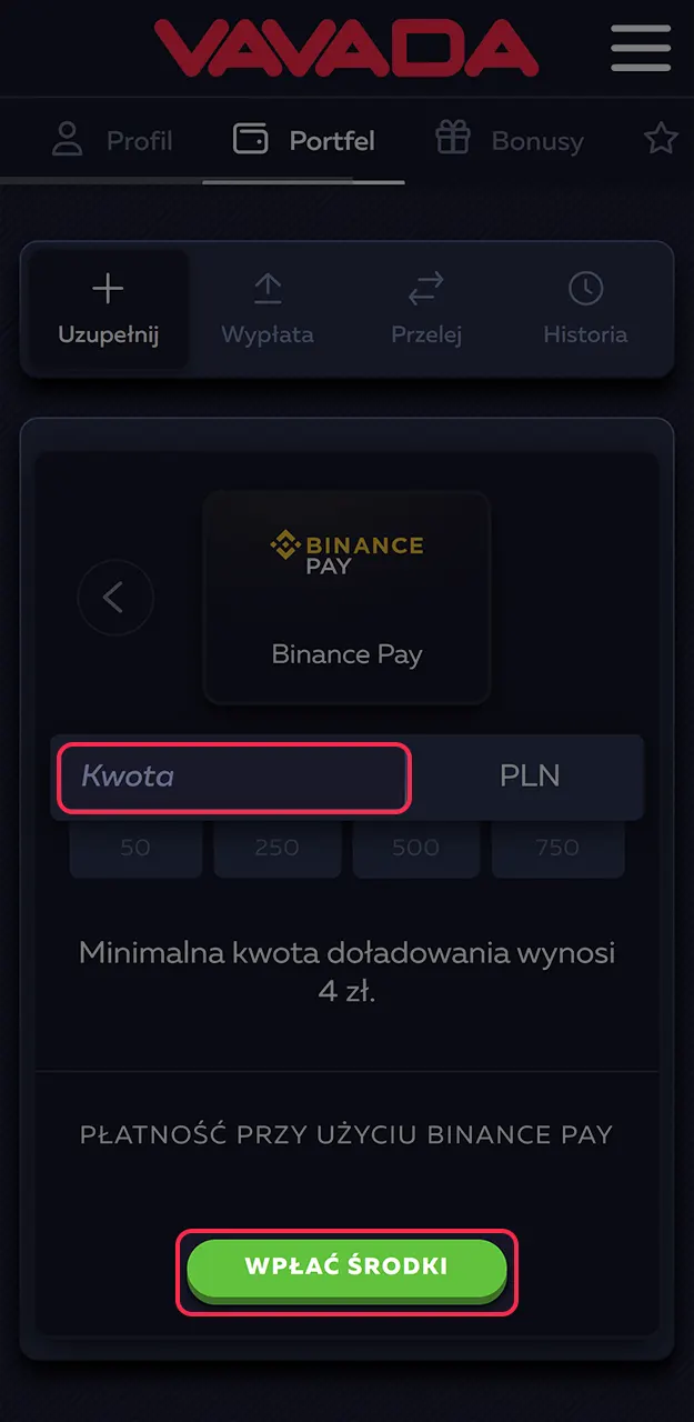 Szybko doładuj konto w Vavada, aby grać w automaty.
